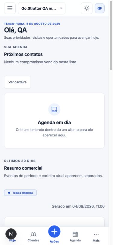 Versão móvel do dashboard do CRM Go.Strattor